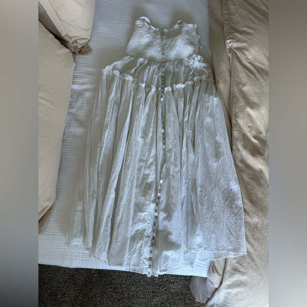 ASOS Design White Flowy Tiered Ruffle Open Back Floor Length Maxi Dress, Size 10 - Picture 8 of 9